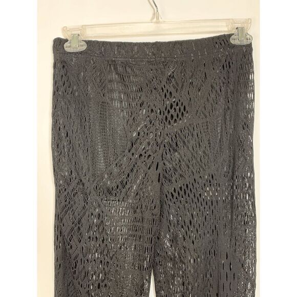 Golden Black Women's Mesh Net Bohemian Swimsuit Cover Up Pants Black Size Large - Picture 2 of 5